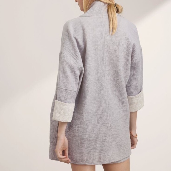 Aritzia Wilfred Lenglen Open Front Lightweight Textured Cotton Jacket - Picture 3 of 12